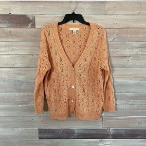 love by design peach fleck cardigan size small